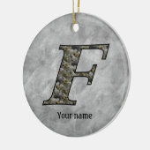 Monogram Initial F Hydrangea Flowers Personalized Keramik Ornament (Links)