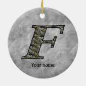 Monogram Initial F Hydrangea Flowers Personalized Keramik Ornament (Hinten)