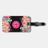 Monogram, Initial Floral Painting Luggage Bag ID Gepäckanhänger (Rückseite horizontal)