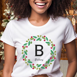 Monogram - Initial - Frauenweihnachtszeit T-Shirt