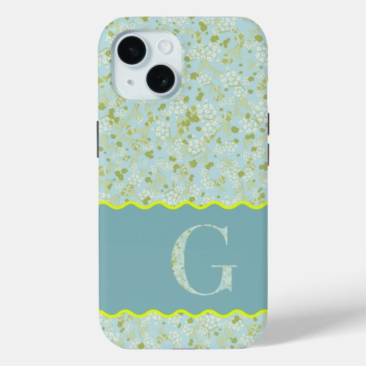 MONOGRAM INITIAL G ACQUA KLEINE BLUME Case-Mate iPhone HÜLLE (Rückseite)