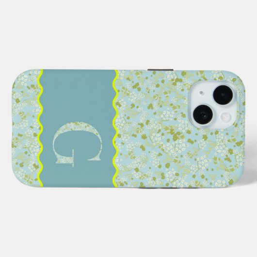 MONOGRAM INITIAL G ACQUA KLEINE BLUME Case-Mate iPhone HÜLLE (Rückseite (Horizontal))