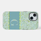 MONOGRAM INITIAL G ACQUA KLEINE BLUME iPhone 15 HÜLLE (Rückseite (Horizontal))