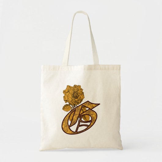 Monogram Initial G Gold Peony Tote Bag Tragetasche (Vorne)