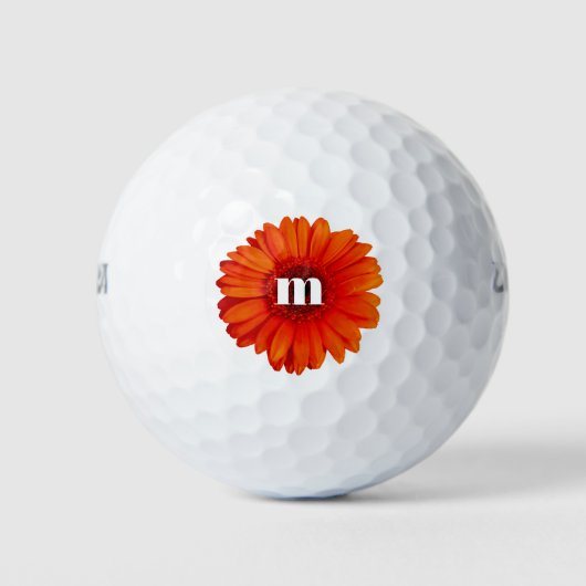 Monogram Initial Gerbera Daisy Golfball (Vorderseite)