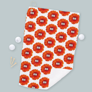 Monogram Initial Gerbera Daisy Golfhandtuch