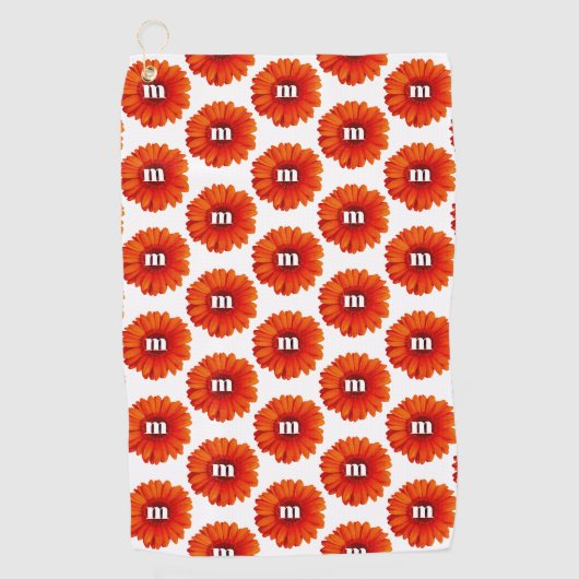 Monogram Initial Gerbera Daisy Golfhandtuch (Vorderseite)