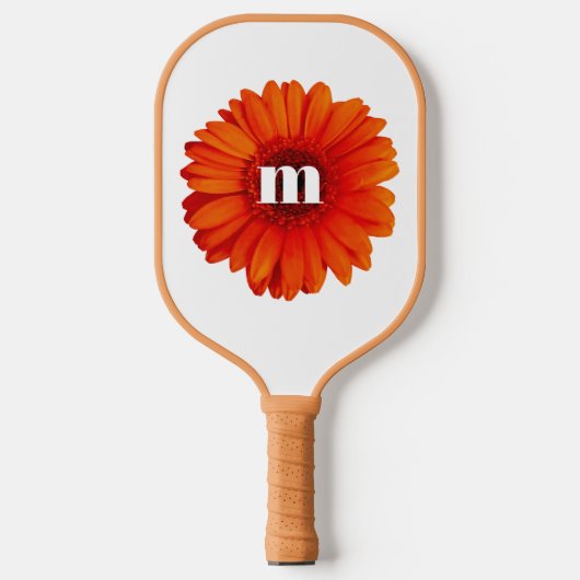 Monogram Initial Gerbera Daisy Pickleball Schläger (Vorderseite)