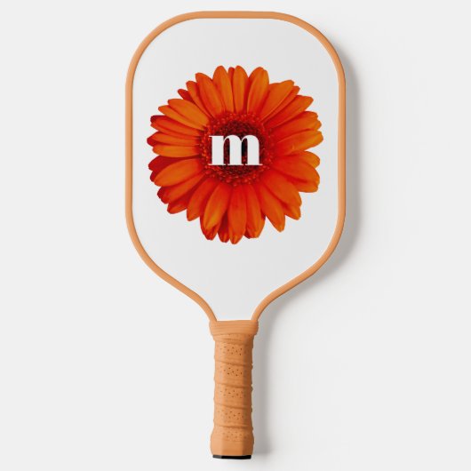 Monogram Initial Gerbera Daisy Pickleball Schläger (Rückseite)