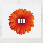 Monogram Initial Gerbera Daisy Schaumweinetikett (Einzelnes Label)