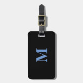 Monogram Initial Gift Favor Cornflower Blue Black Gepäckanhänger (Vorderseite vertikal)