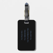 Monogram Initial Gift Favor Cornflower Blue Black Gepäckanhänger (Rückseite vertikal)