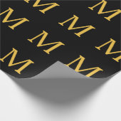 Monogram Initial Gold Black Individuelle Name Part Geschenkpapier (Ecke)