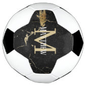 Monogram-Initial-Gold-Black-Marmor Fußball (Gedreht)