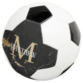 Monogram-Initial-Gold-Black-Marmor Fußball (Dreiviertel)