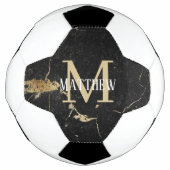 Monogram-Initial-Gold-Black-Marmor Fußball (Vorderseite)