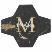 Monogram-Initial-Gold-Black-Marmor Fußball (Flach)
