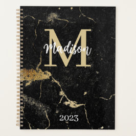 Monogram-Initial-Gold-Black-Marmor Planer