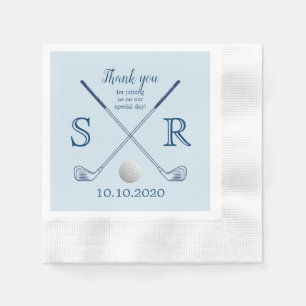 Monogram Initial Golf Clubs Cocktail Party Napkins Serviette