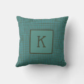 Monogram Initial Green Blue Brown Black Kariert Kissen (Rückseite)