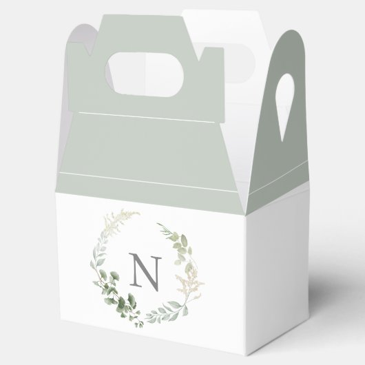 Monogram Initial Greenerity Sage Green Geschenkschachtel (Geöffnet)