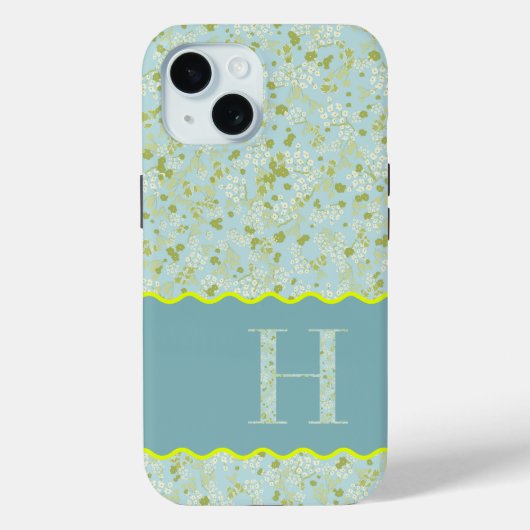 MONOGRAM INITIAL H ACQUA KLEINE BLUME Case-Mate iPhone HÜLLE (Rückseite)