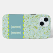 MONOGRAM INITIAL H ACQUA KLEINE BLUME Case-Mate iPhone HÜLLE (Rückseite (Horizontal))