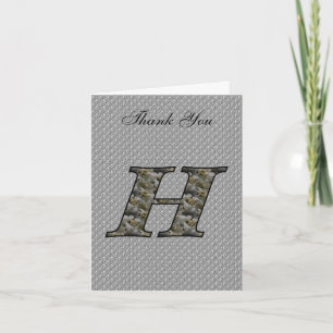 Monogram Initial H Hydrangea Dankeschön Card Dankeskarte