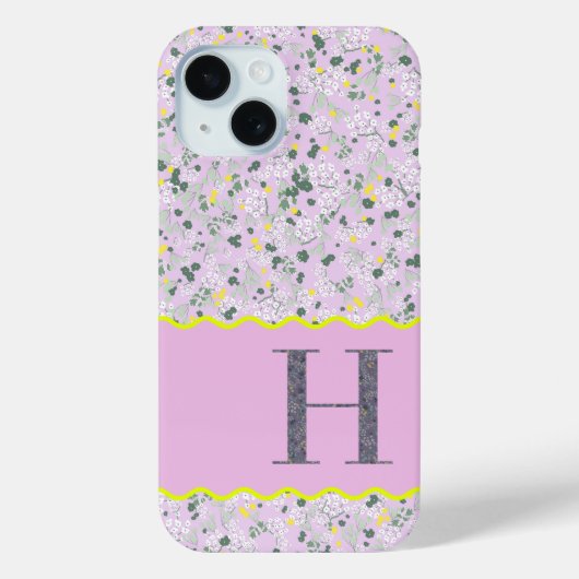 MONOGRAM INITIAL H LILAC KLEINE BLUME Case-Mate iPhone HÜLLE (Rückseite)