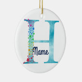 Monogram Initial H Rainbow Star Design Keramik Ornament (Rechts)