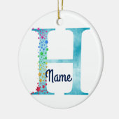 Monogram Initial H Rainbow Star Design Keramik Ornament (Links)