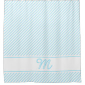 Monogram Initial hellblaue Streifen Duschvorhang (Vorderseite)