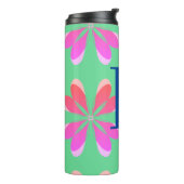 Monogram, initial Hot Pink Lime Green Retro Floral Thermosbecher (Nach links gedreht)