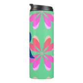Monogram, initial Hot Pink Lime Green Retro Floral Thermosbecher (Nach rechts gedreht)