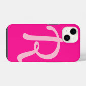 Monogram Initial Hot Rosa iPhone Hülle (Rückseite (Horizontal))