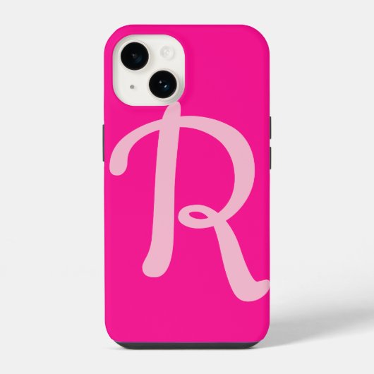 Monogram Initial Hot Rosa iPhone Hülle (Rückseite)