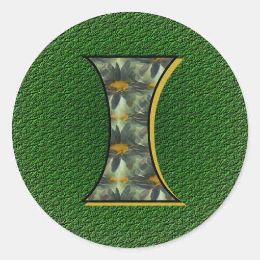 Monogram Initial I Black Daisies Sticker (Vorderseite)