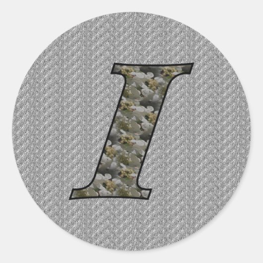 Monogram Initial I Hydrangea Floral Sticker (Vorderseite)
