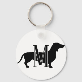 Monogram Initial I Love Dachshunds Silhouette  Schlüsselanhänger