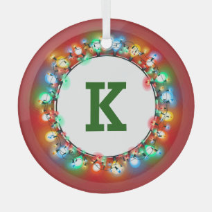 Monogram Initial in Holiday Lights Ornament Aus Glas