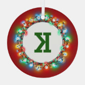 Monogram Initial in Holiday Lights Ornament Aus Glas (Rückseite)