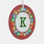 Monogram Initial in Holiday Lights Ornament Aus Glas (Vorderseite Rechts)