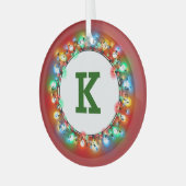 Monogram Initial in Holiday Lights Ornament Aus Glas (Vorderseite links)