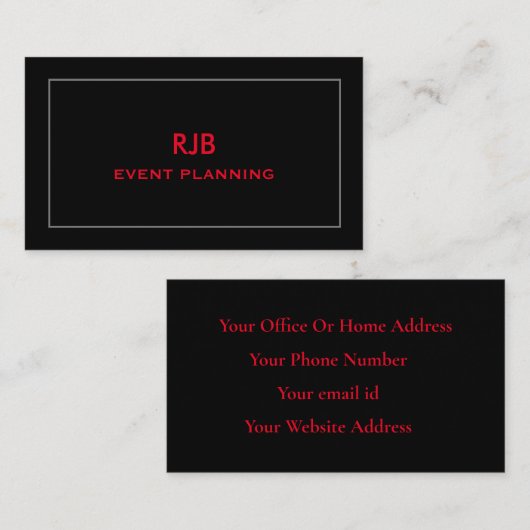 Monogram Initial Individuelle Name Black Gray Simp Visitenkarte (Vorne/Hinten)