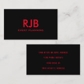 Monogram Initial Individuelle Name Black Red Einfa Visitenkarte (Vorne/Hinten)