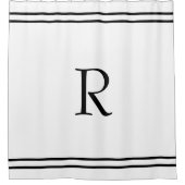 Monogram Initial Individuelle Name Black Stripes W Duschvorhang (Vorderseite)
