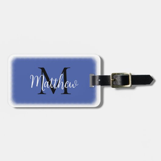Monogram, Initial Individuelle Name Blue Luggage T Gepäckanhänger (Vorderseite horizontal)