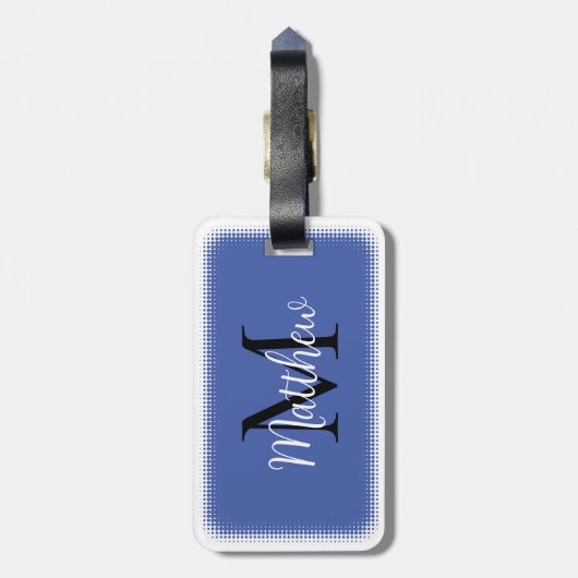 Monogram, Initial Individuelle Name Blue Luggage T Gepäckanhänger (Rückseite vertikal)
