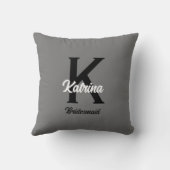 Monogram Initial Individuelle Name Gray Bridesmaid Kissen (Rückseite)