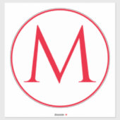 Monogram Initial Individuelle Name Red White Aufkleber (Blatt)